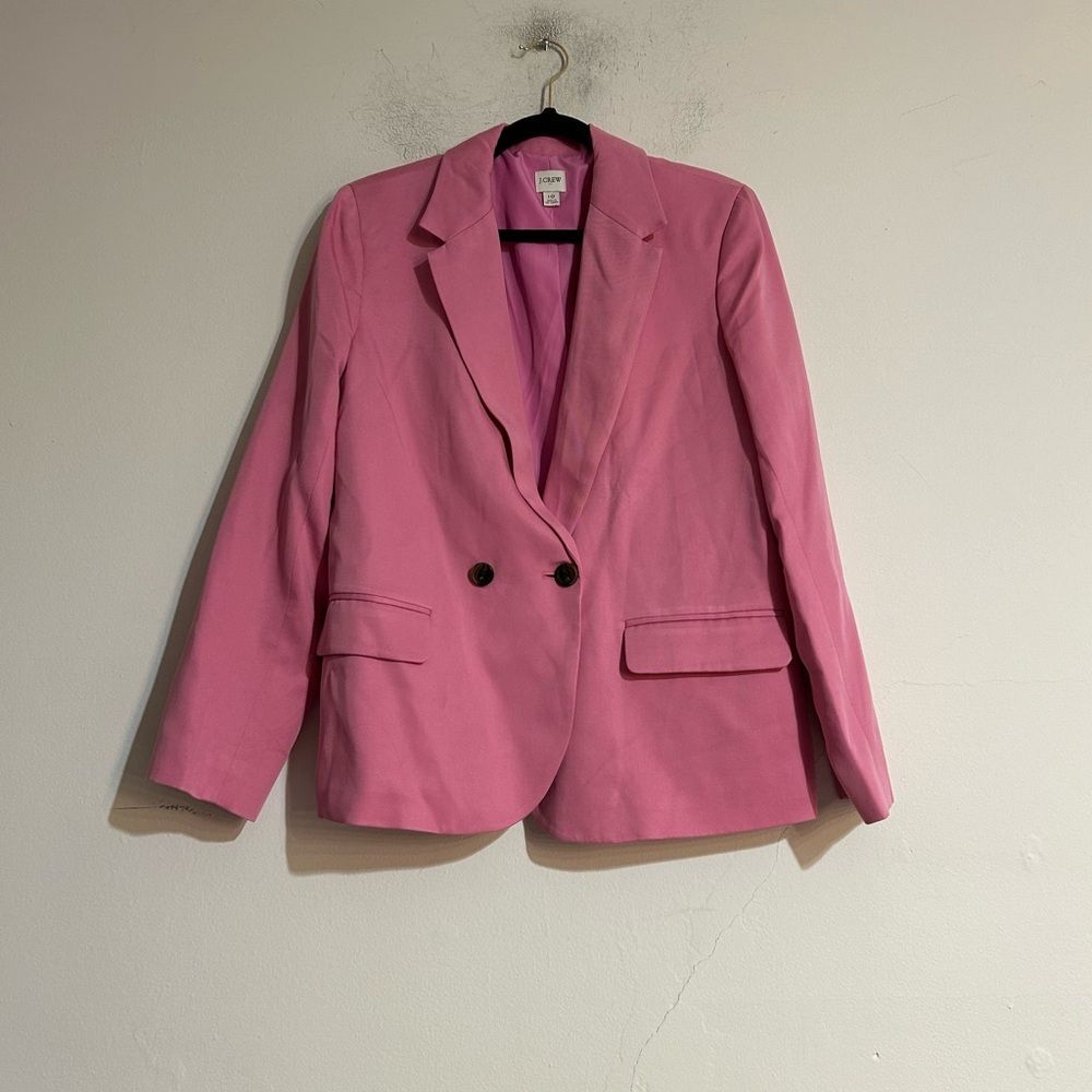 J. Crew Factory Drapey Twill Double-Breasted Blazer in Mauve Pink Size 10 Office